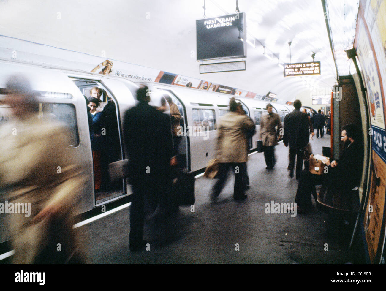 London England London Underground People Getting On Train Stock Photo