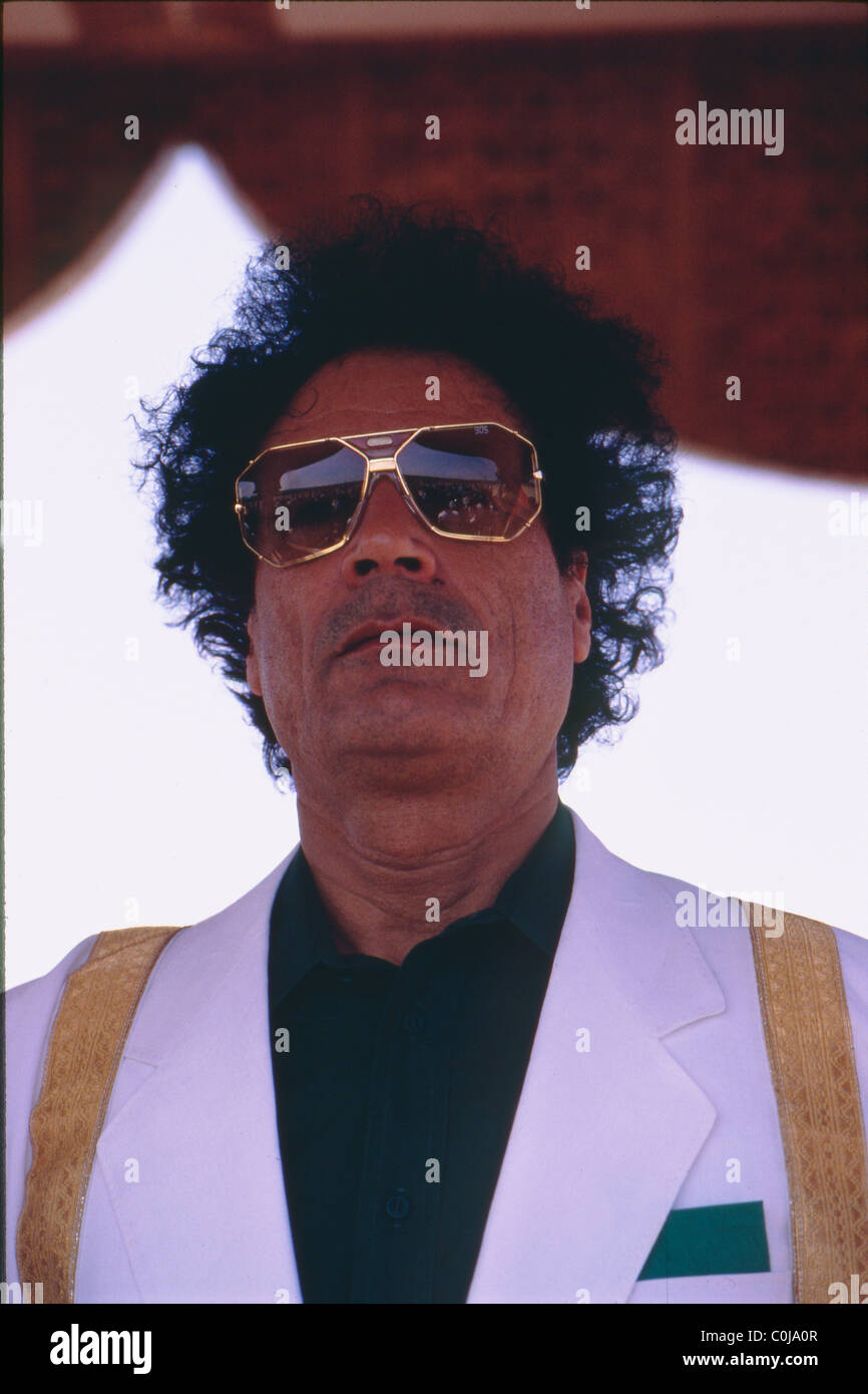 Libyan President Muammar Gaddhafi during the celebrations marking his 20th anniversary in power. Stock Photo