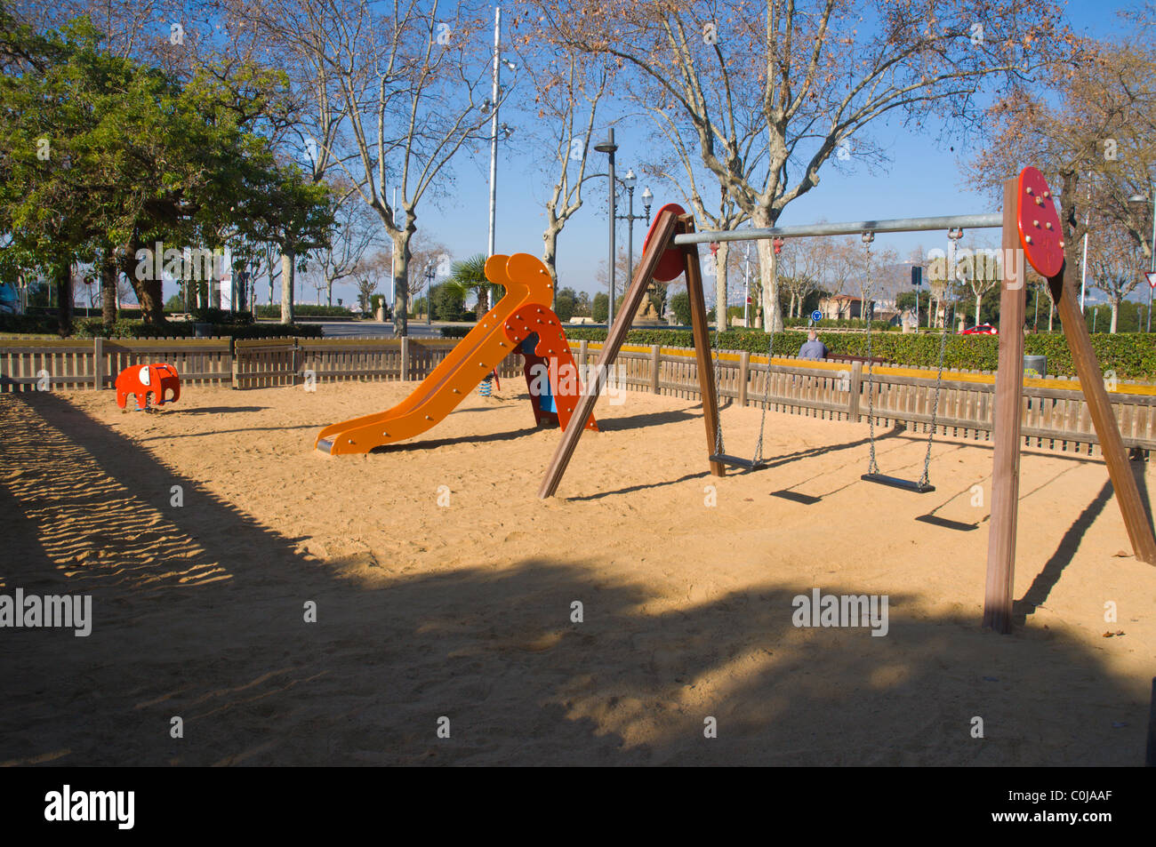 Childrens playground Montjuic hill park Barcelona Catalunya Spain