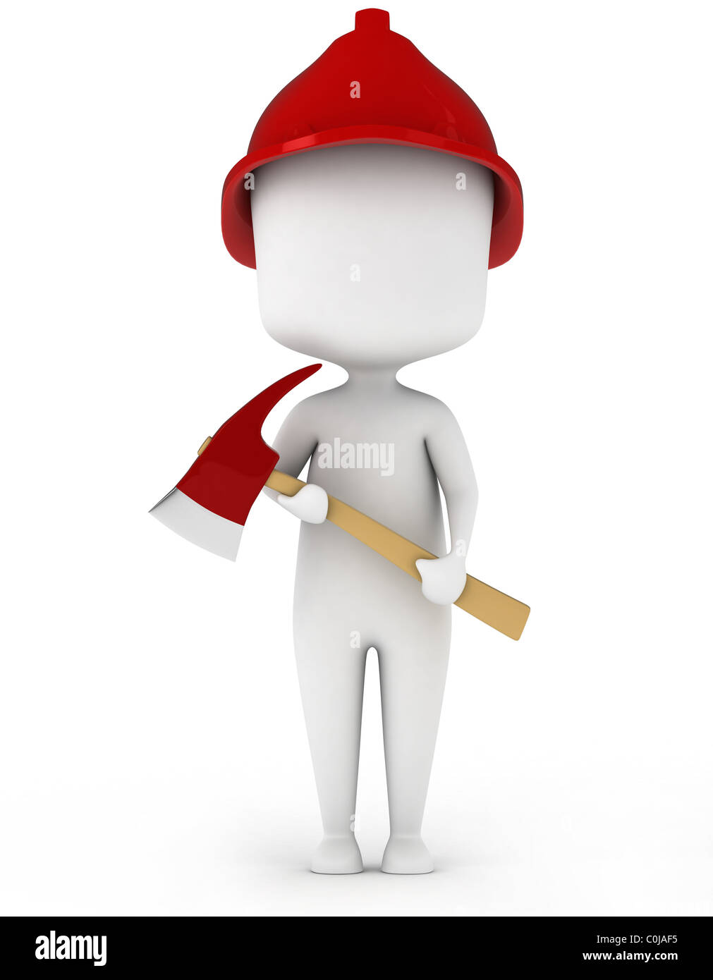 3D Illustration of a Fireman Holding an Axe Stock Photo - Alamy