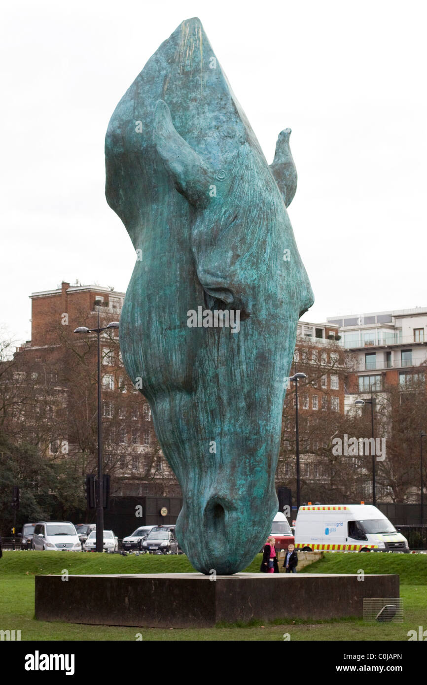 Giant Horses Head Marble arch London England Stock Photo Alamy