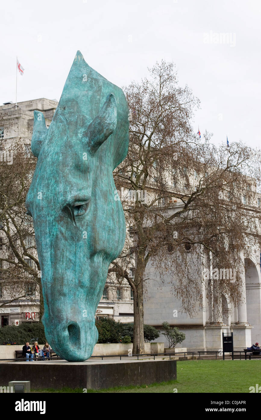 Giant Horses Head Marble arch London England Stock Photo Alamy