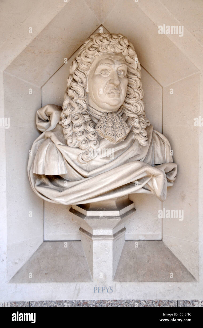 Samuel Pepys Bust carving London Guildhall gallery Stock Photo Alamy