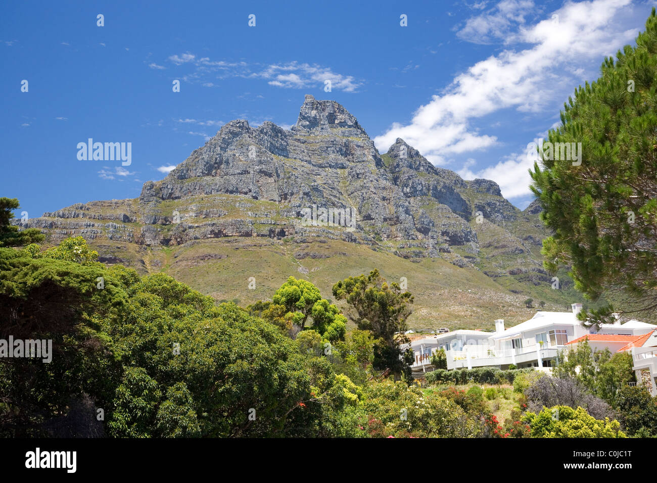 Living on Foot of mountain in Camps Bay in Cape Town Stock Photo