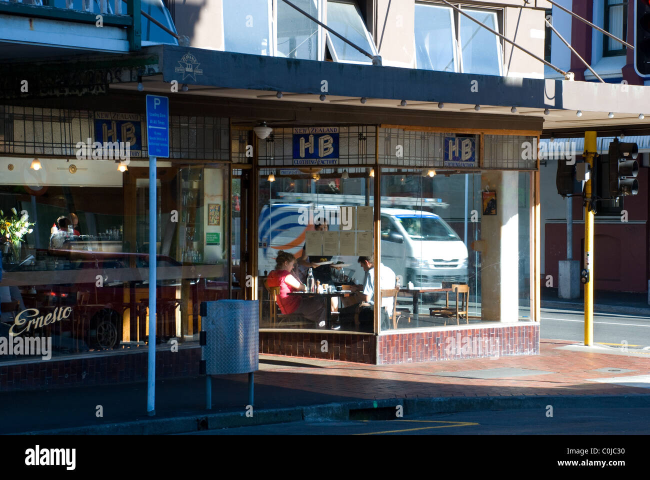 Ernesto's coffee shop, Cuba Street (Center of cafe culture),  Wellington, New Zealand Stock Photo