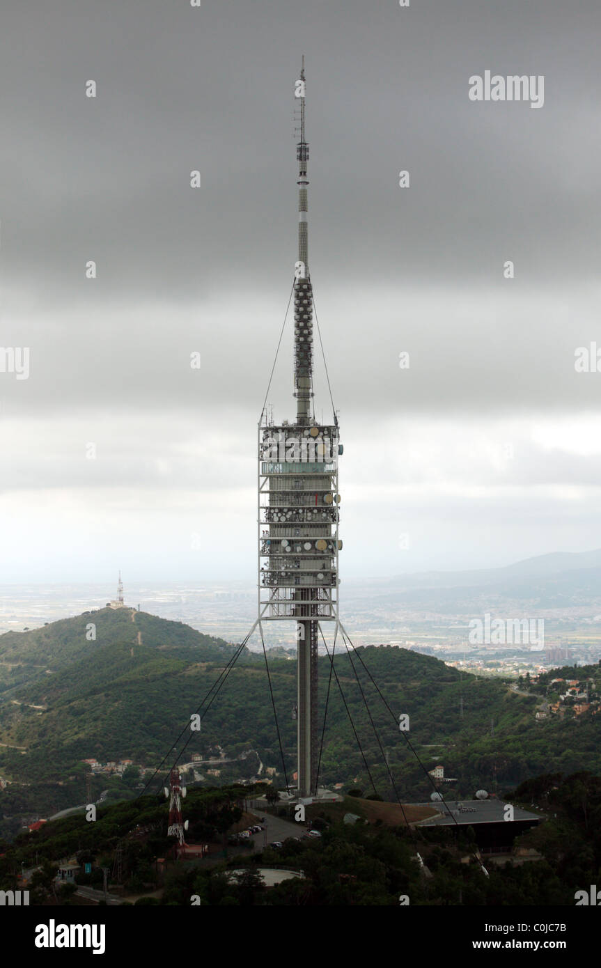 Torre de Collserola, a communications tower in Barcelona, Spain, designed by architect Norman Foster. Stock Photo