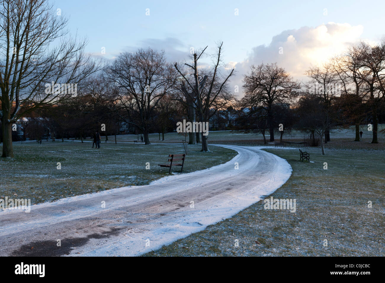 curved path in park landscape Stock Photo
