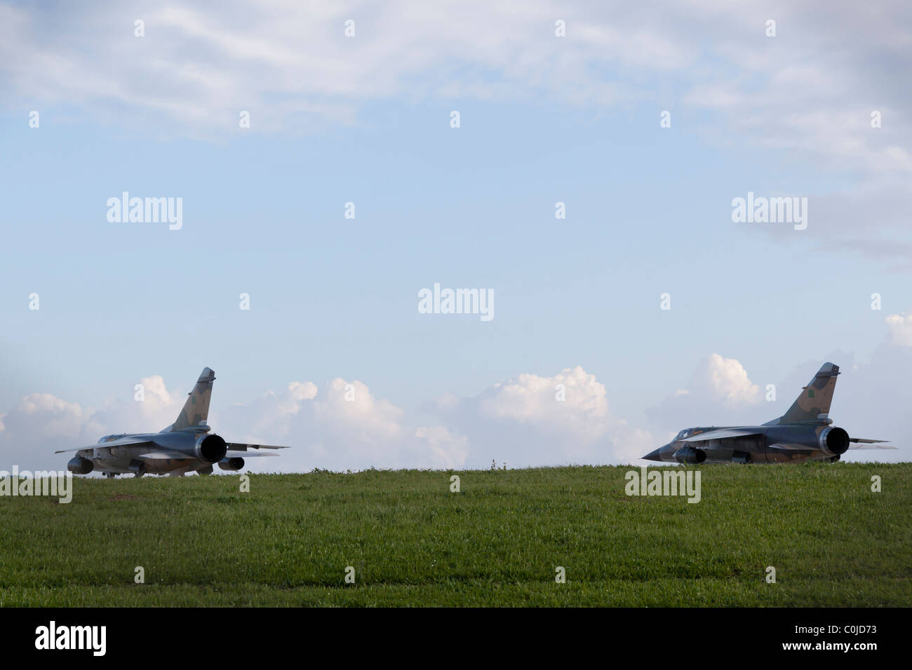 Libyan Air Force Mirage jet fighters whose pilots defected from Libya and sought political asylum in Malta Stock Photo