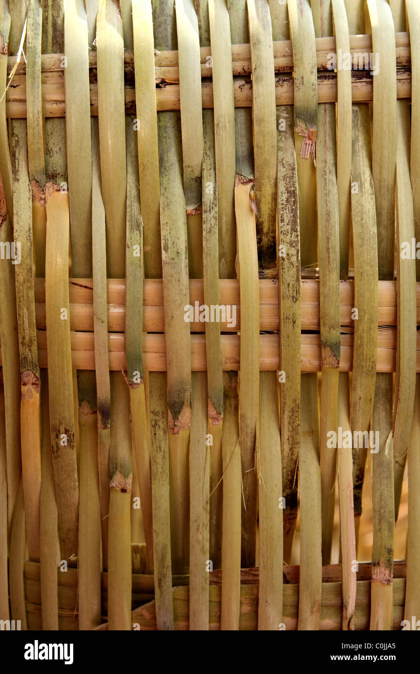 handcraft mexican cane basketry in vegetal texture Stock Photo