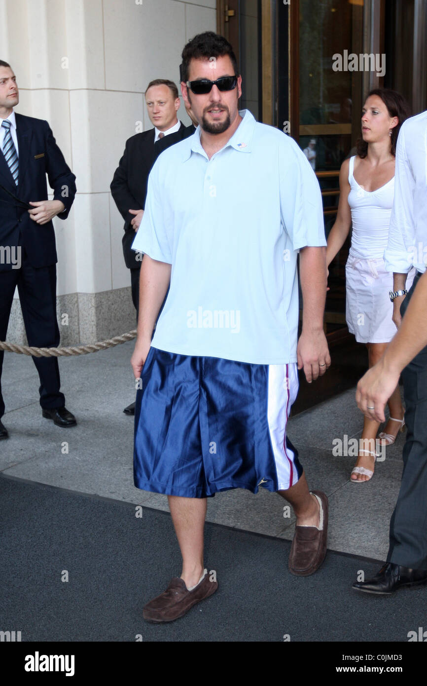 Adam Sandler wearing Ugg shoes while leaving the Ritz Carlton Hotel Berlin,  Germany - 28.07.08 Stock Photo - Alamy