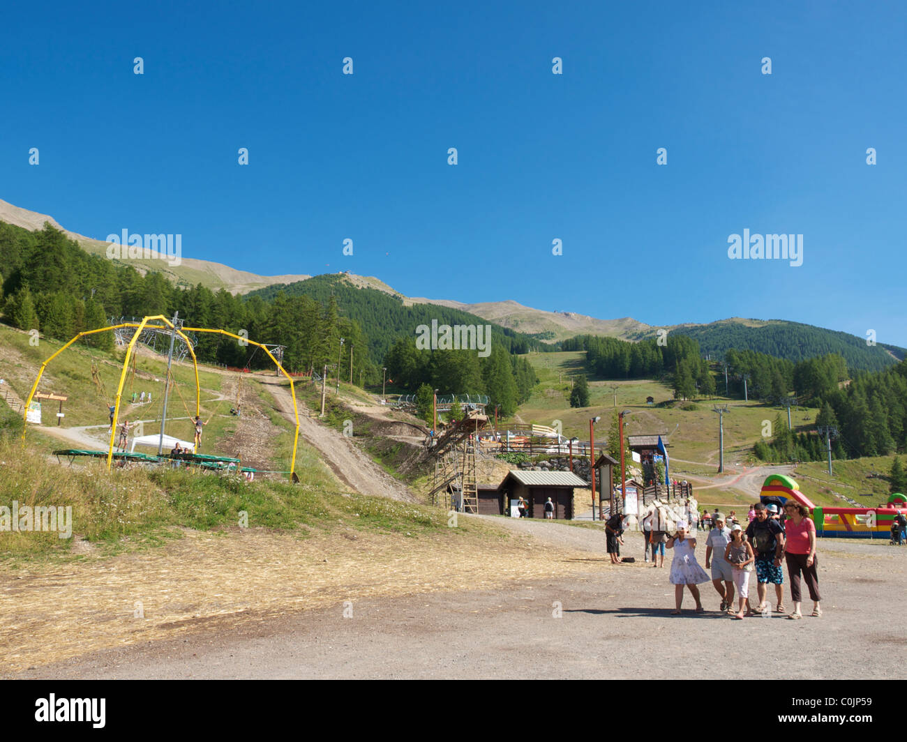 Summer fun in Les Orres, French Alps, France Stock Photo