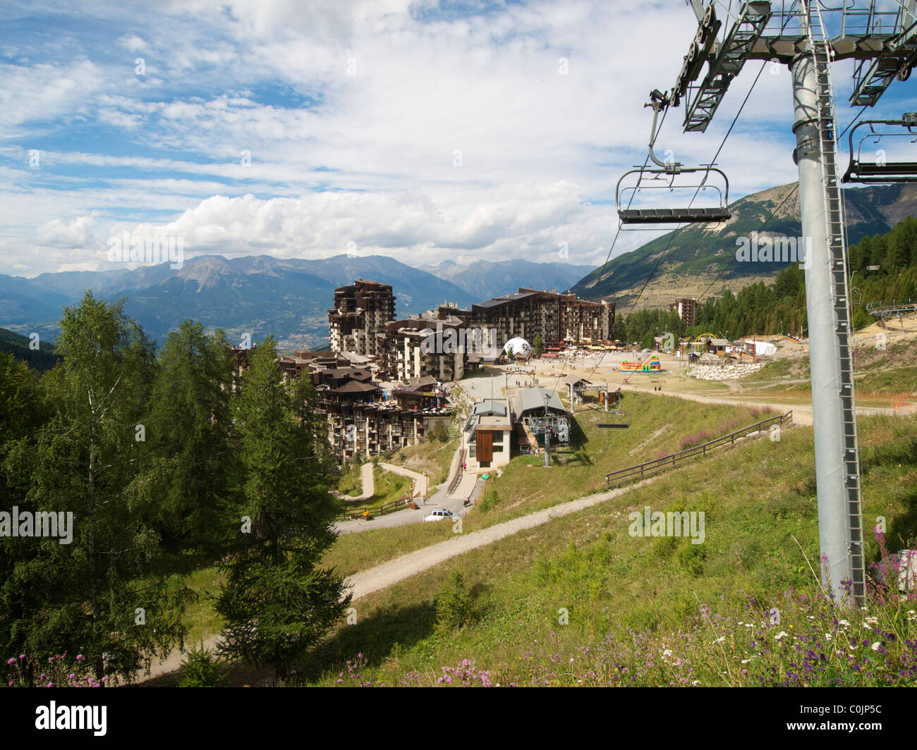 Les Orres ski station in summer, Hautes Alpes French Alps, France Stock Photo