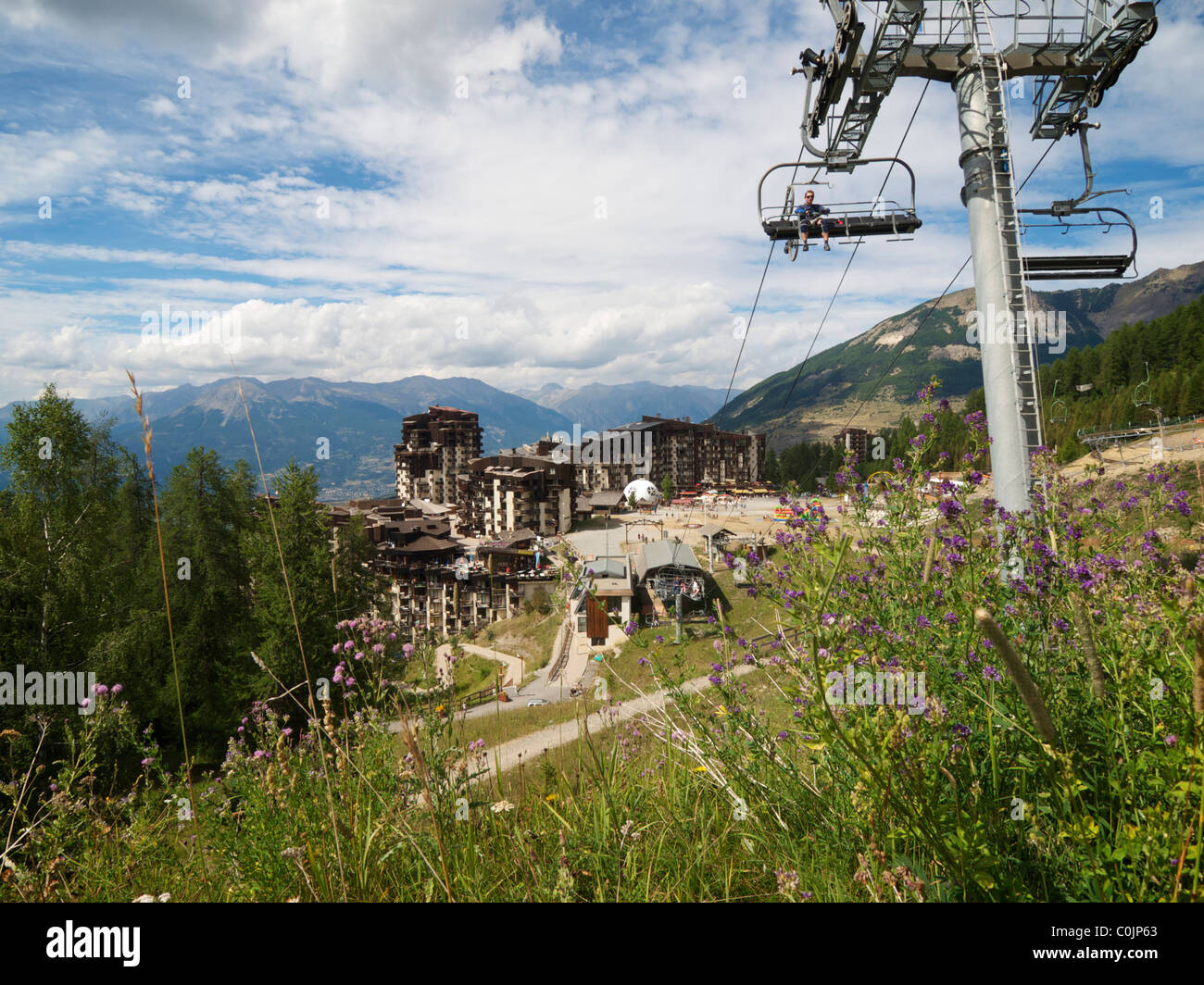 Les Orres ski station in summer, Hautes Alpes French Alps, France Stock Photo