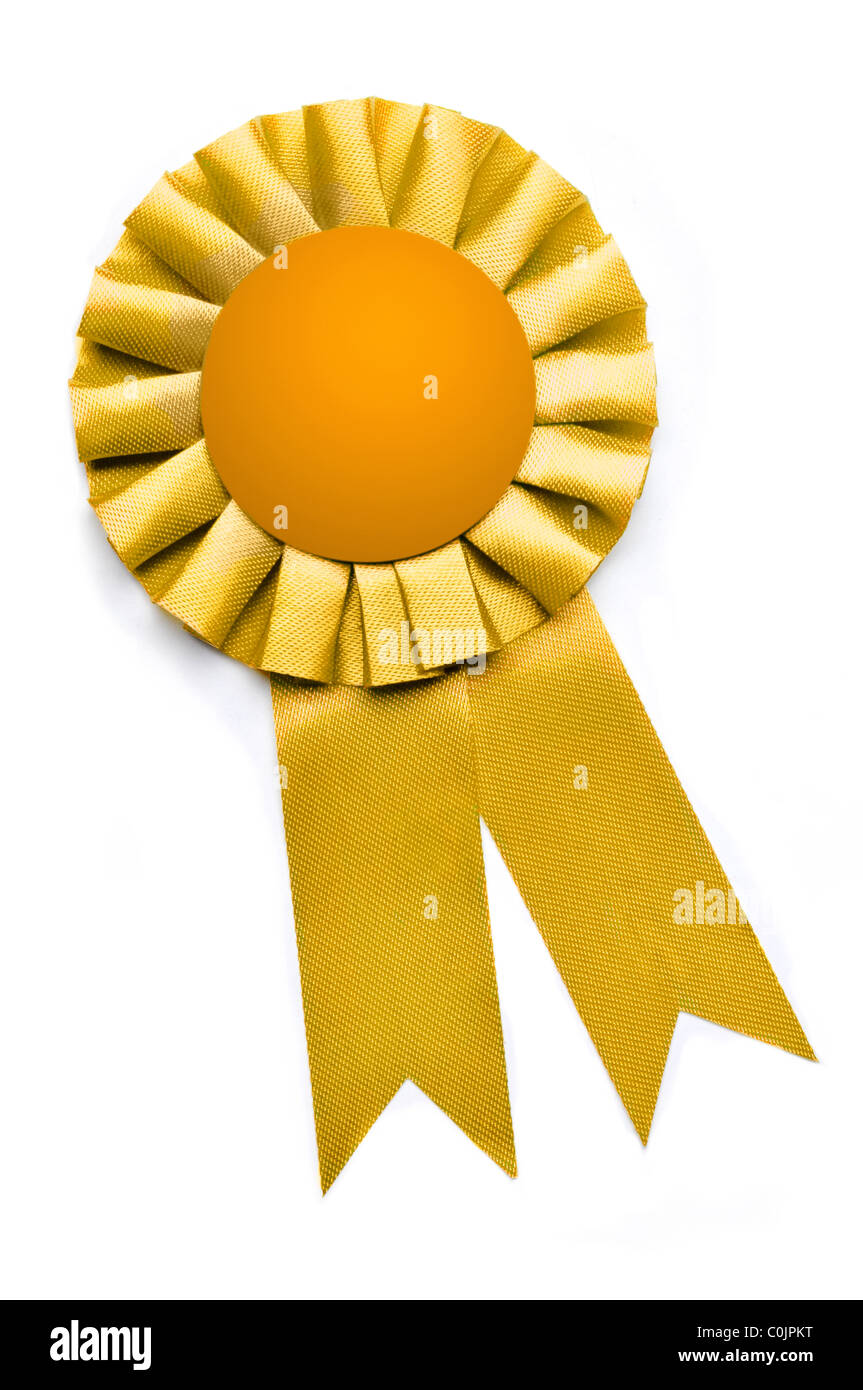 isolated blue ribbon badge with gold tab on transparent background