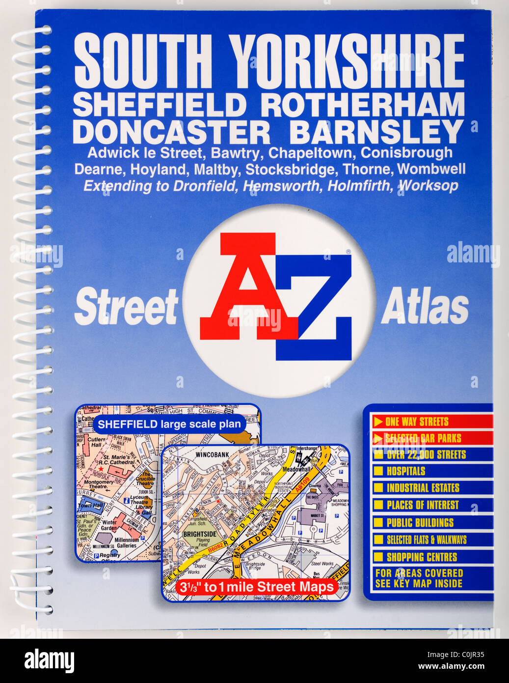 Wire ring bound Street Atlas of South Yorkshire. EDITORIAL ONLY Stock Photo