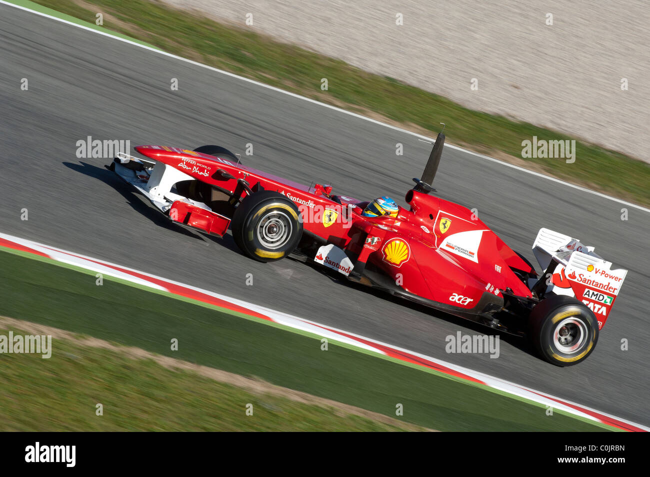 The cockpit of Fernando Alonso's 2012 Ferrari F1, illustrating the