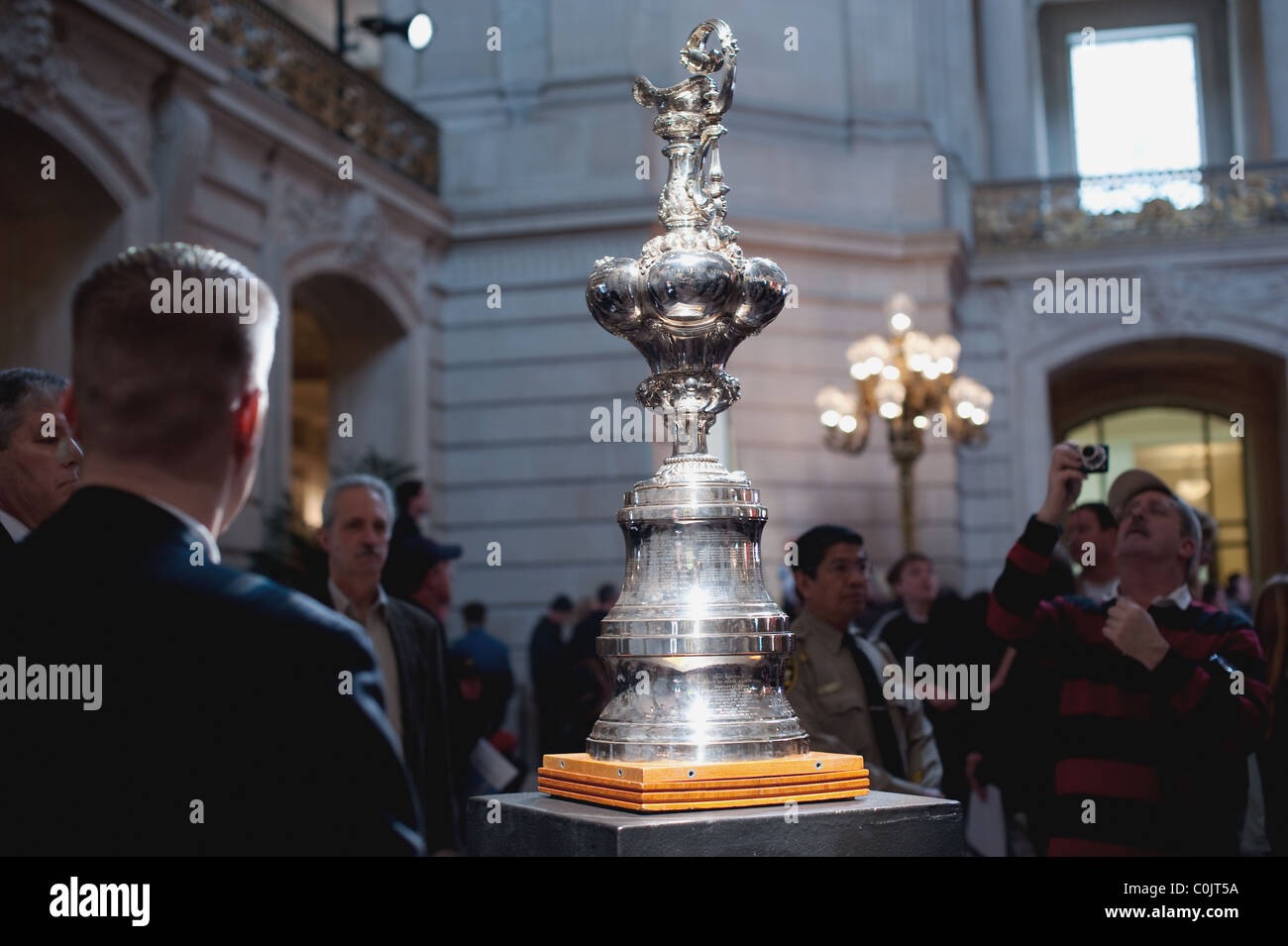 The America's Cup trophy on display at City hall in San Francisco Stock Photo