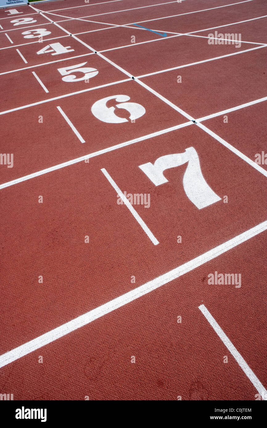 Athletics track numbers. Stock Photo