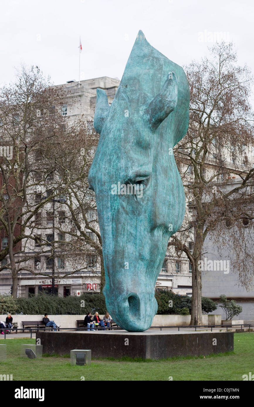 Giant Horses Head Marble arch London England Stock Photo Alamy