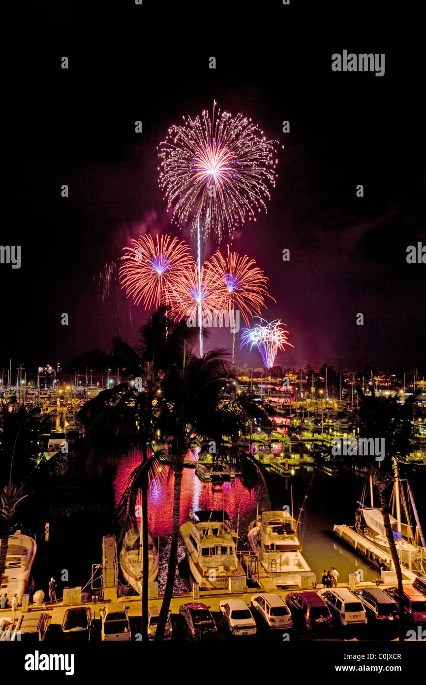 Fourth of July fireworks display, Ala Wai Yacht Harbor, Waikiki