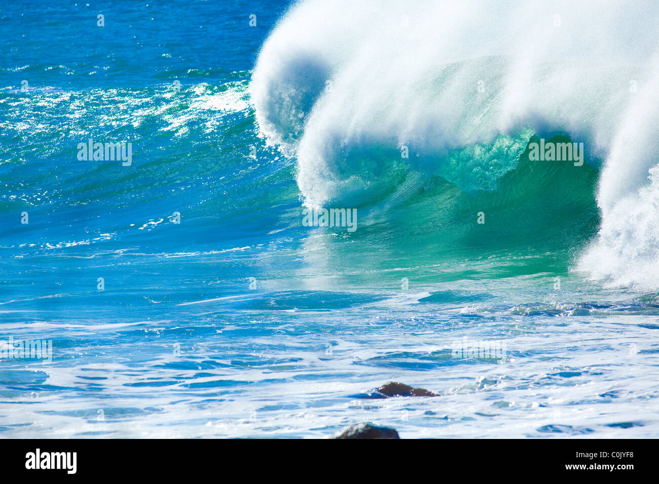 Surfing, Leeward Oahu, Hawaii Stock Photo