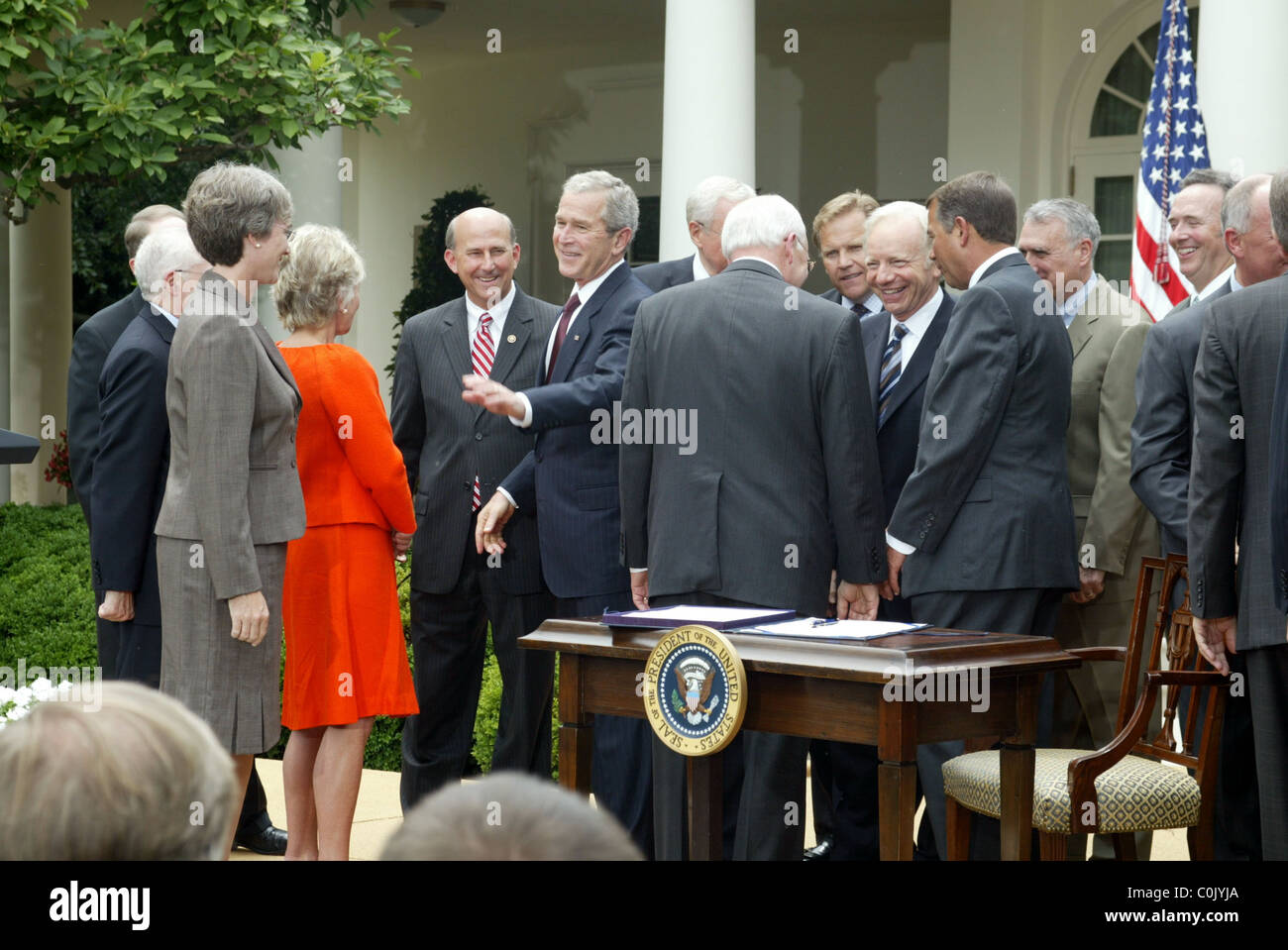President George W Bush signed the H.R FISA Amendments act in the rose ...