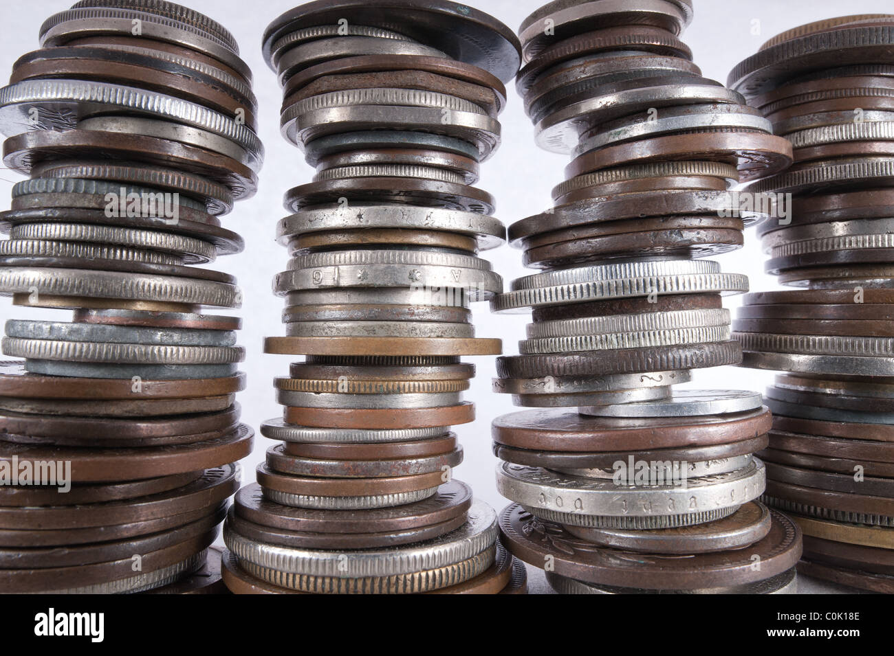 piles of world small change old currency Stock Photo Alamy