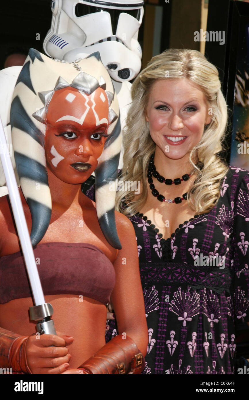 Ahsoka Tano with Ashley Eckstein who voices the character 'Star Wars: The Clone Wars' premiere at the Egyptian Theater - Stock Photo
