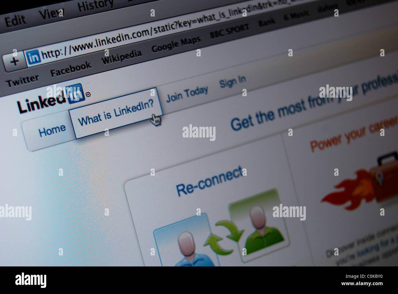 A photo illustration of the Linked In business social networking site shown on the screen of an apple macbook Stock Photo