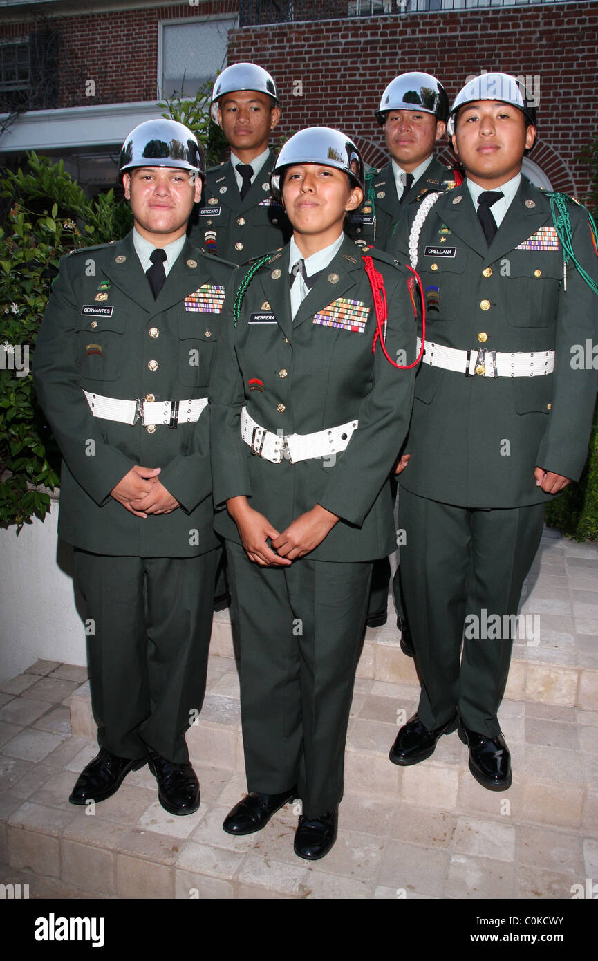 Belmont JROTC at the celebration of Liechtenstein's National Day at the home of Leodis Matthews, the Honorary Consul to the Stock Photo