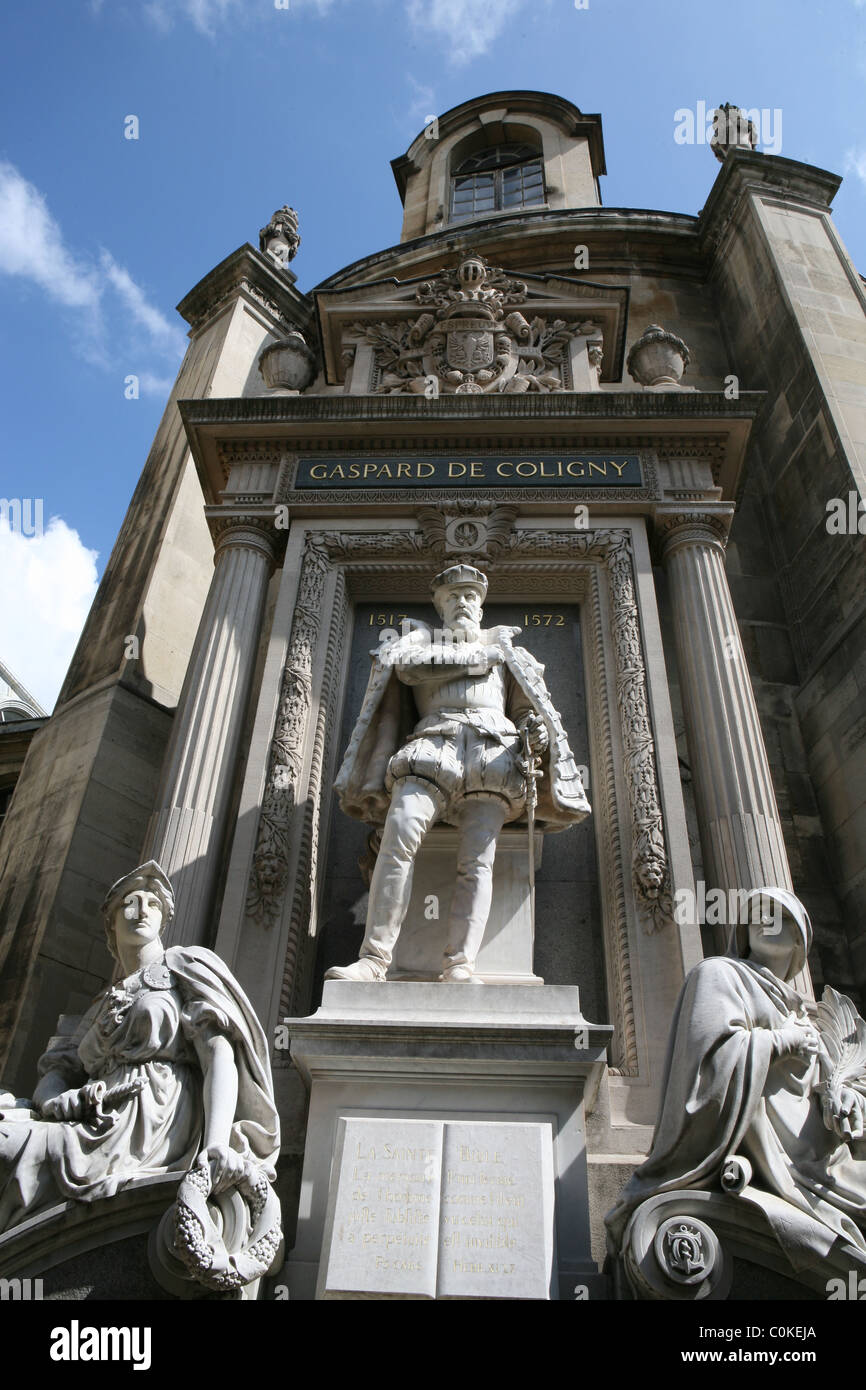 statue of Gaspard de Coligny Paris FRance Europe Stock Photo