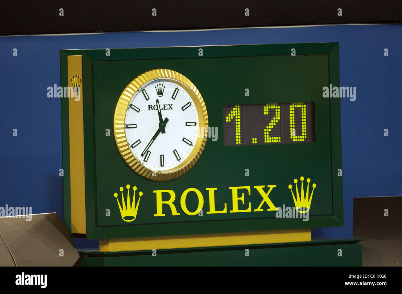 The Rolex clock used at the Australian Open Tennis Tournament Stock