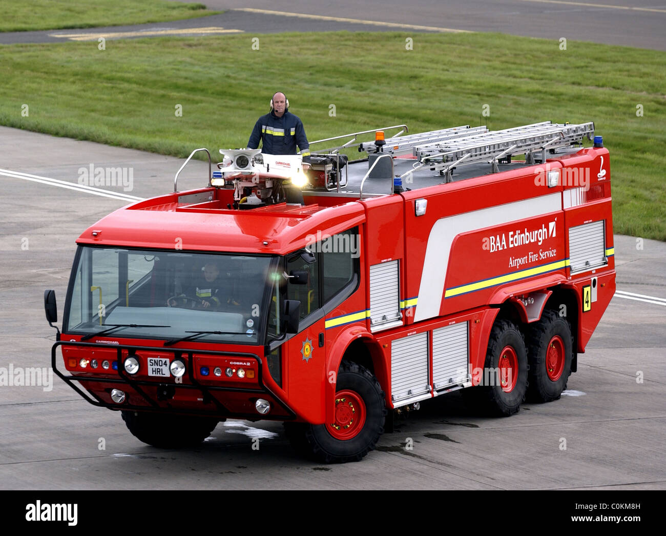 Red airport fire engine, emergency vehicle Stock Photo