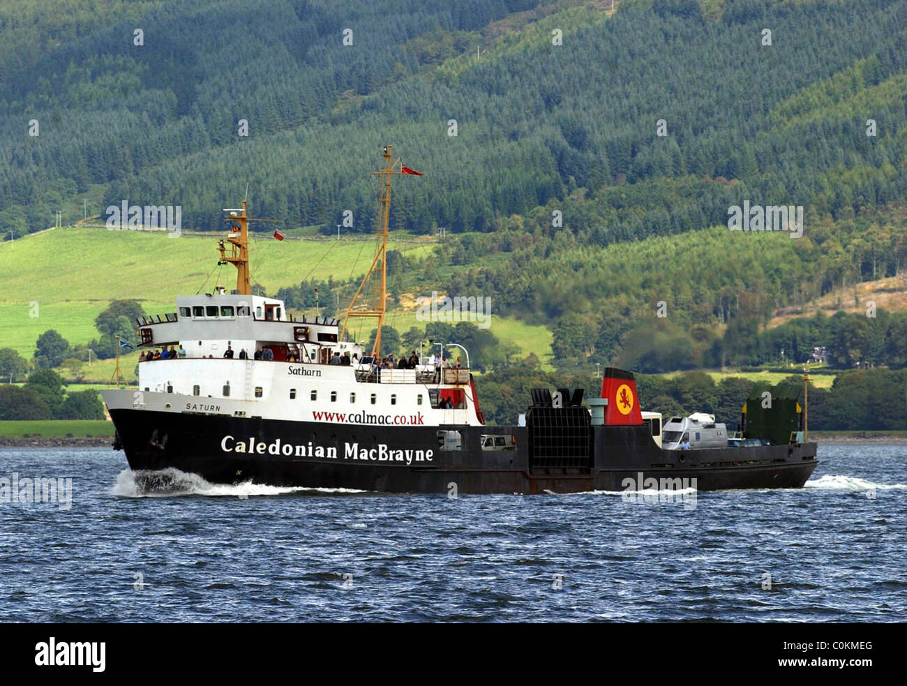 Rothesay Bute from Wymess Bay is the Calmac Caledonian MacBrayne car ferry Stock Photo