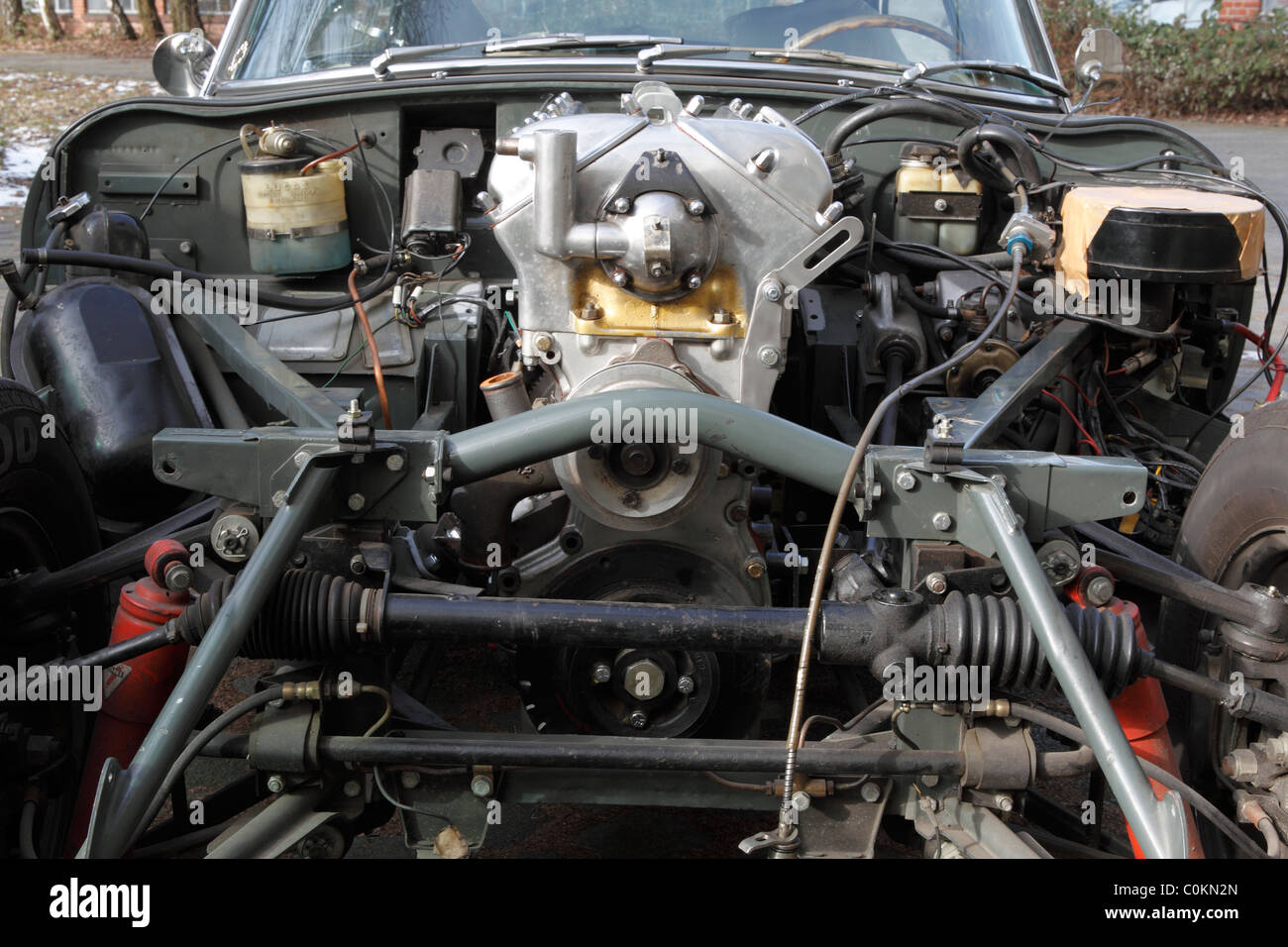 Detail of an old Jaguar E-Type Stock Photo