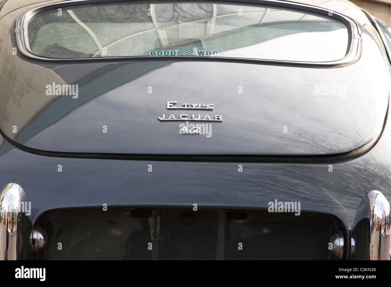 Detail of an old Jaguar E-Type Stock Photo