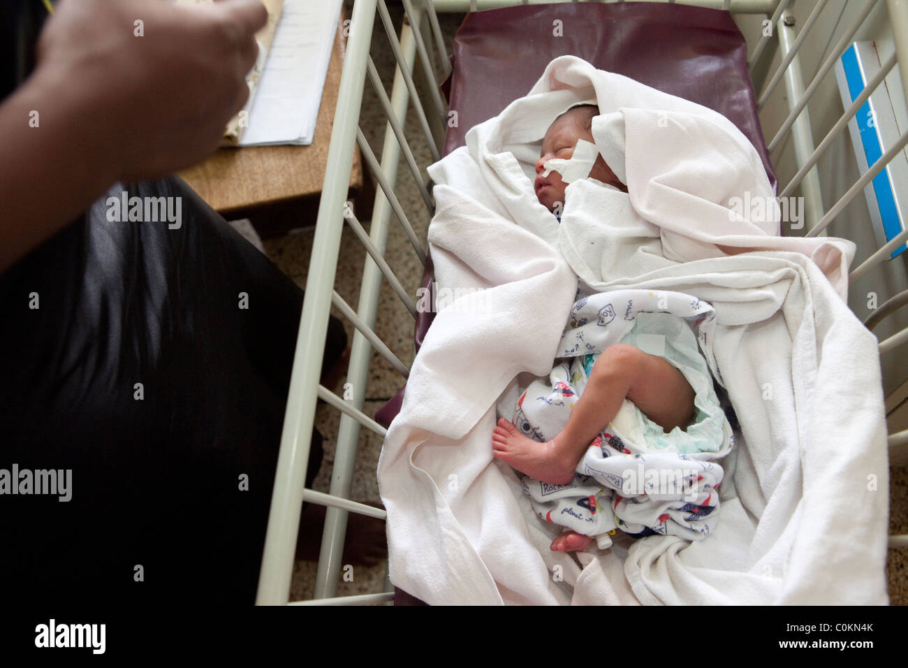 A premature baby receives care in the Special Care Baby Unit at Mulago