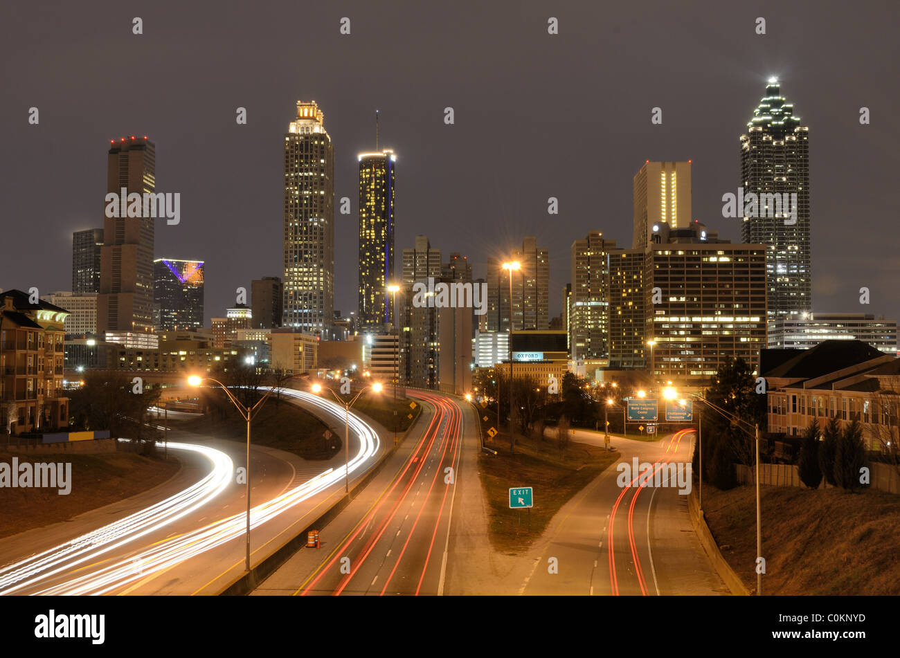 Skyline of Atlanta, above Freedom Parkway Stock Photo Alamy