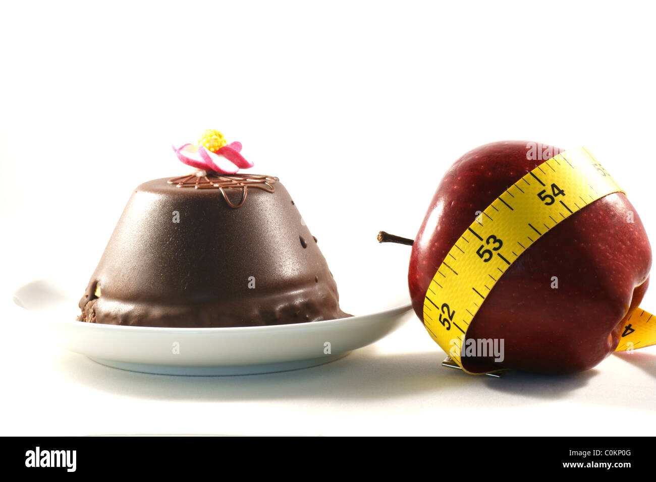 Measured apple and cake Stock Photo