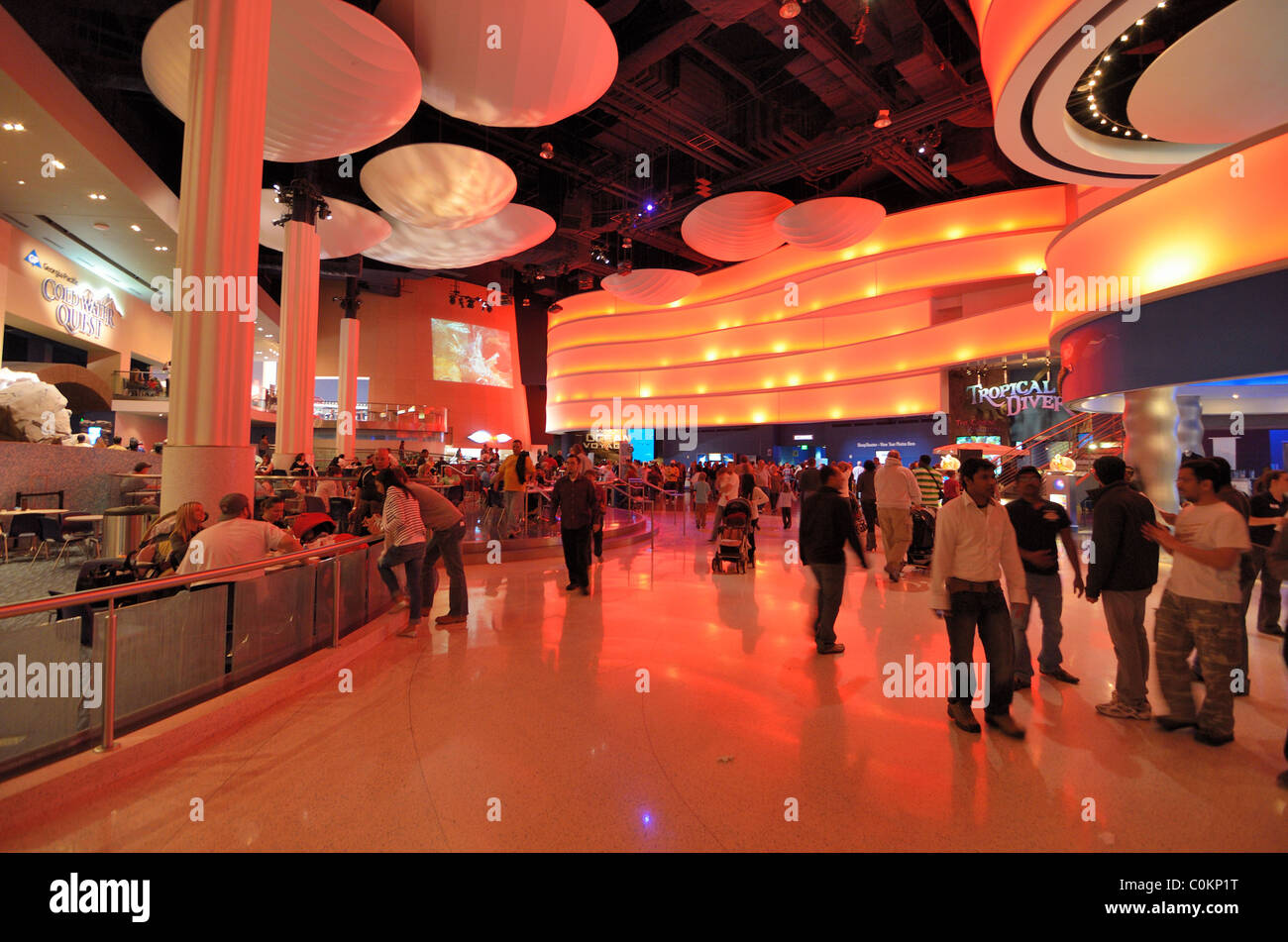 Food Court at the Georgia Aquarium, the world's largest aquarium, in Atlanta, Georgia. February 20, 2011. Stock Photo