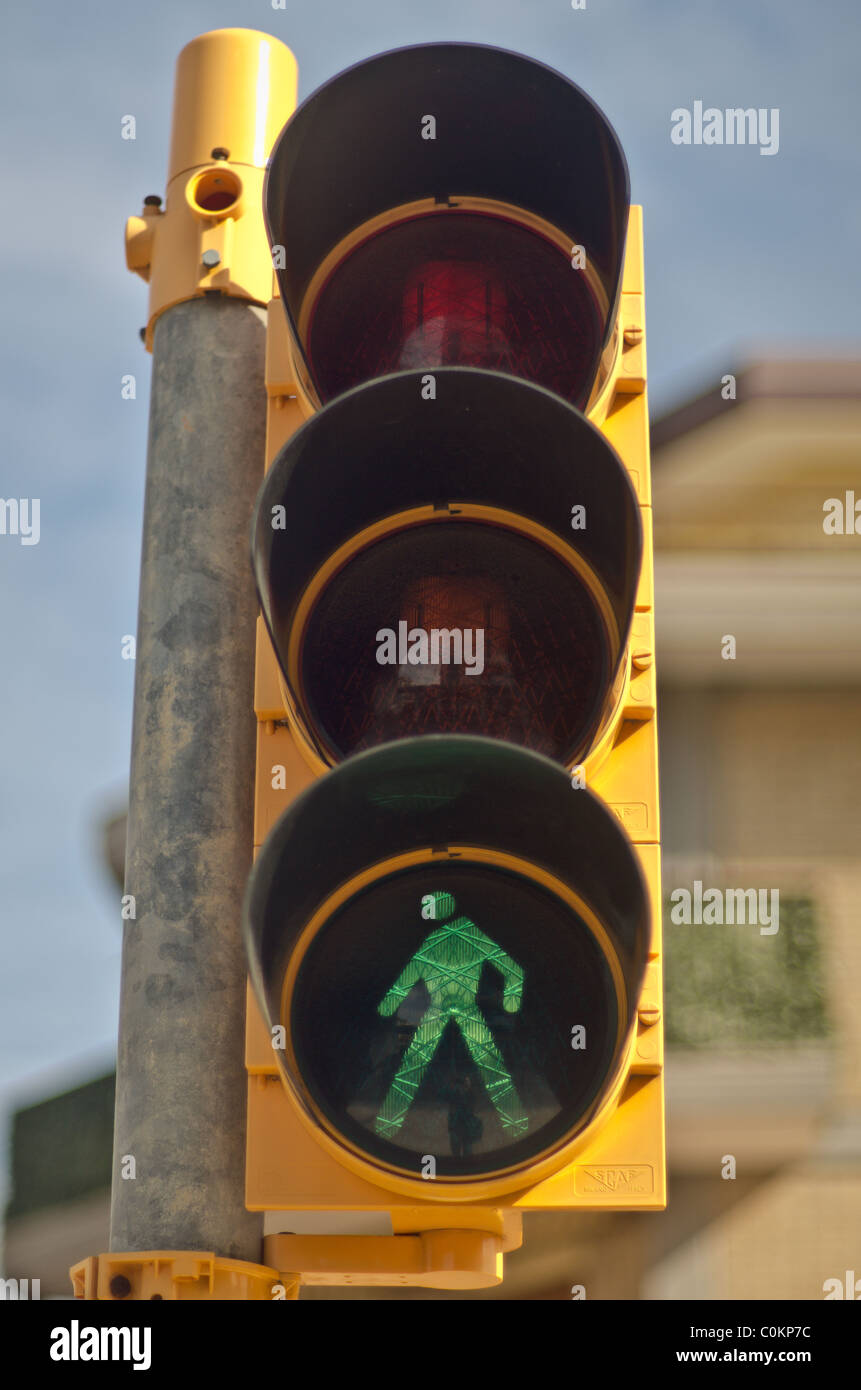 Traffic light with green pedestrian light Stock Photo - Alamy