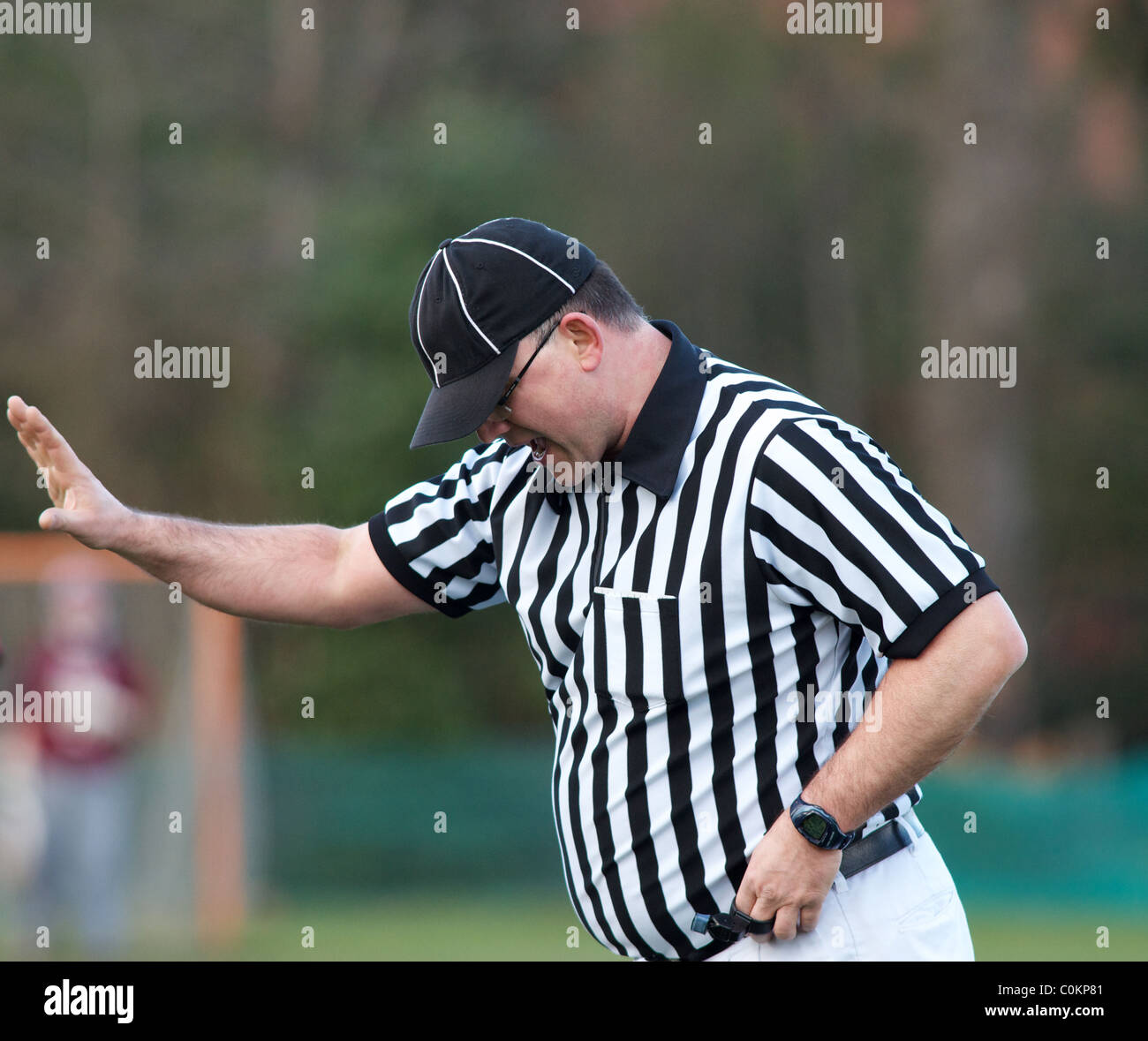 referee giving a signal during a lacrosse match Stock Photo Alamy