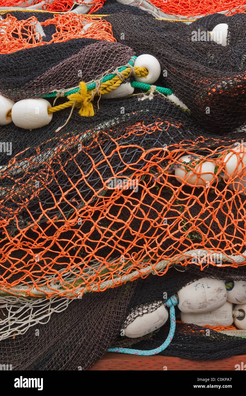 Herring and Salmon fishing seines stacked up at the Silver Bay Seafood