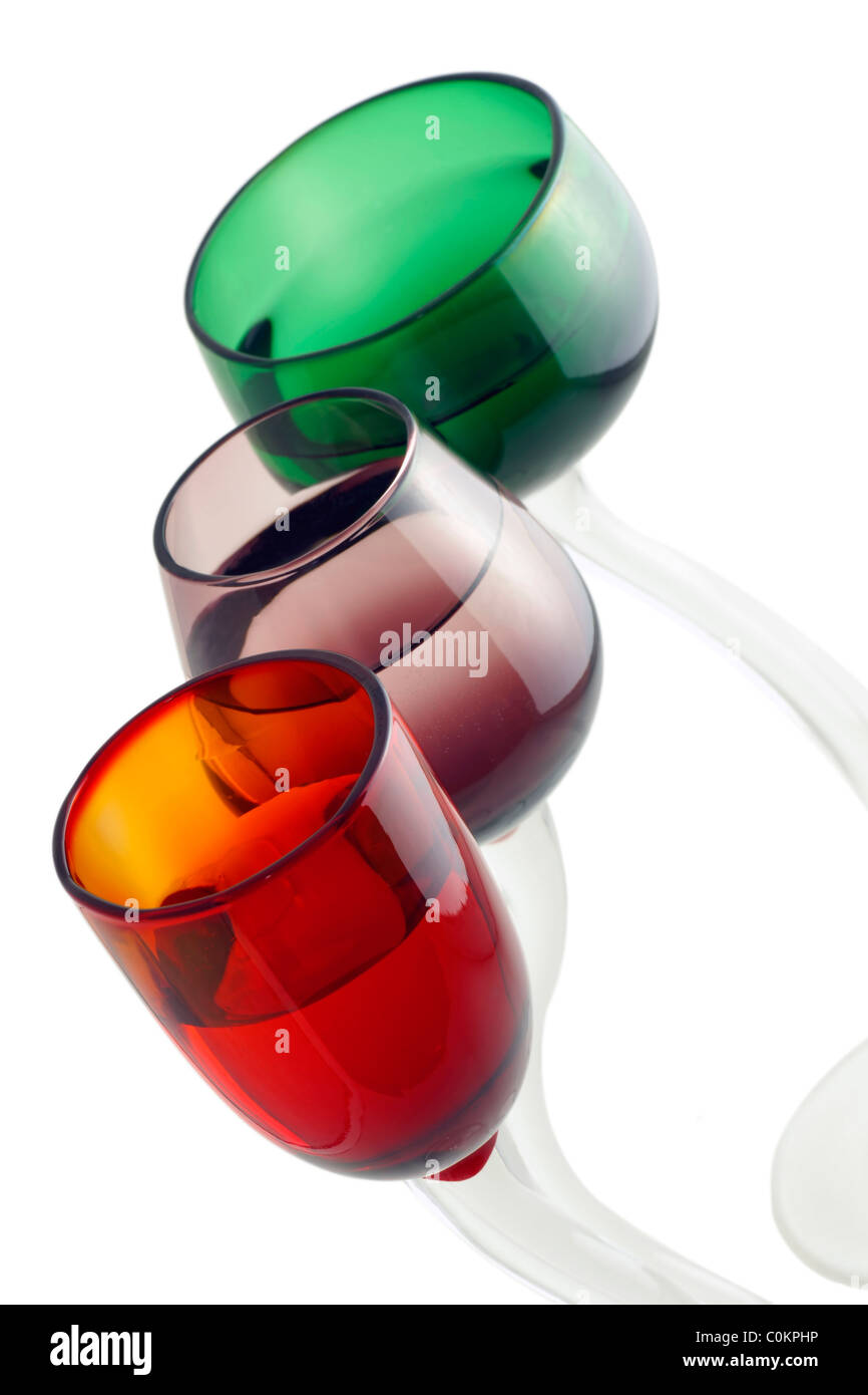 Three hand crafted beautiful colorful cocktail glasses Stock Photo Alamy