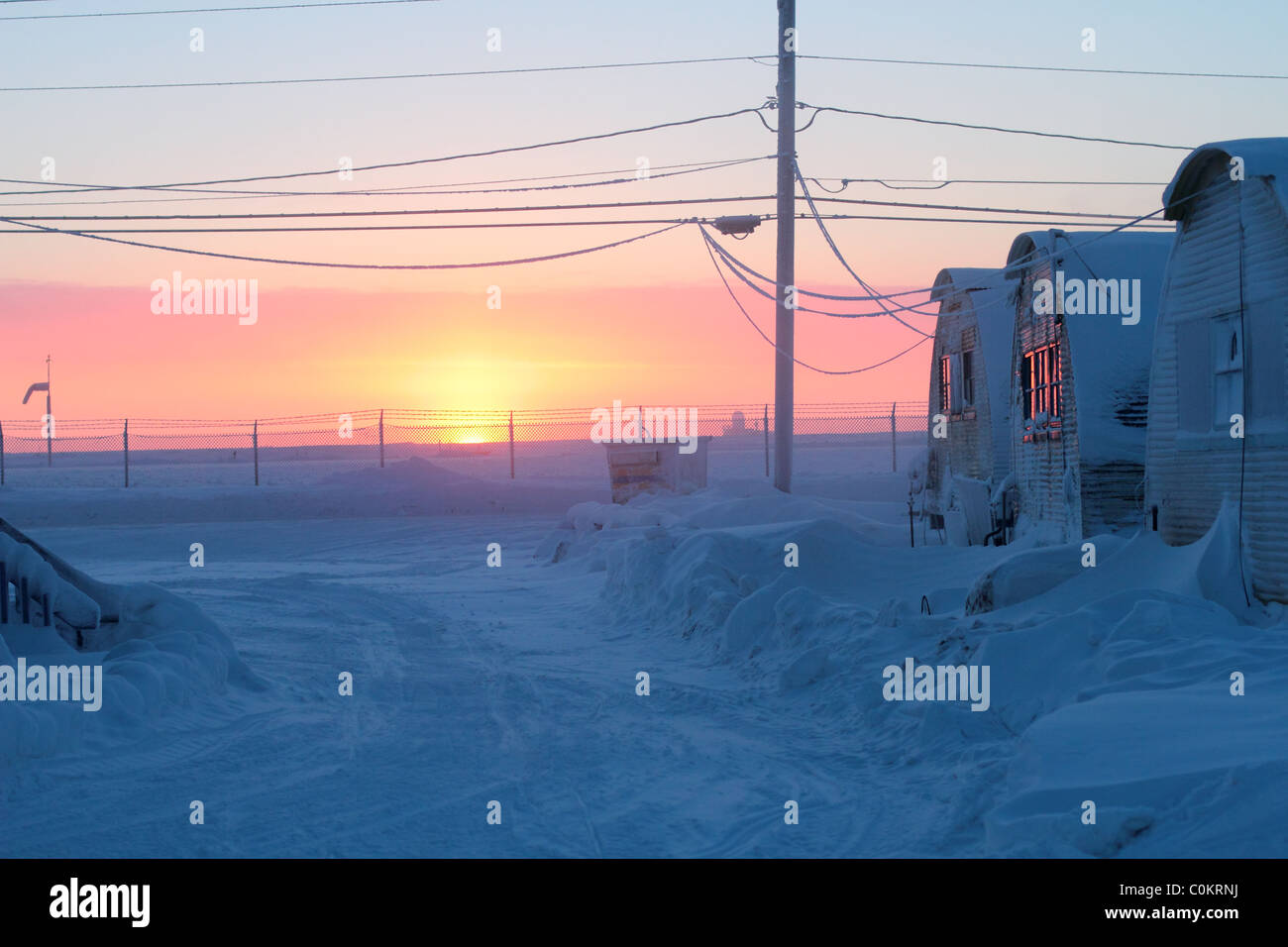 First Sunrise In 84 Days In Barrow Ak In The Arctic Circle Looking Stock Photo Alamy