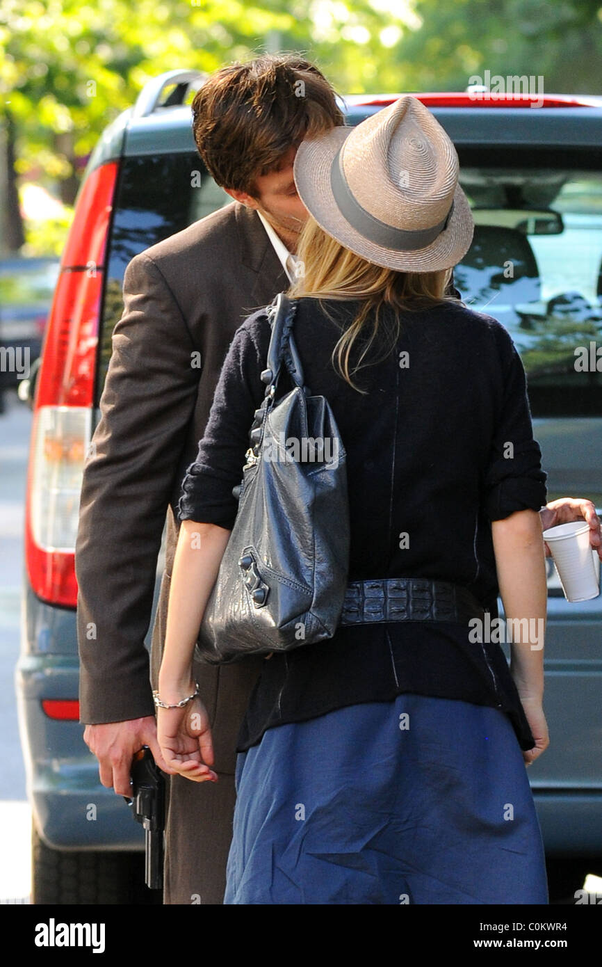 Ken Duken, his wife Marisa Leonie Bach at the set of the movie 'Fire' in Charlottenburg Berlin, Germany - 31.08.08 Stock Photo