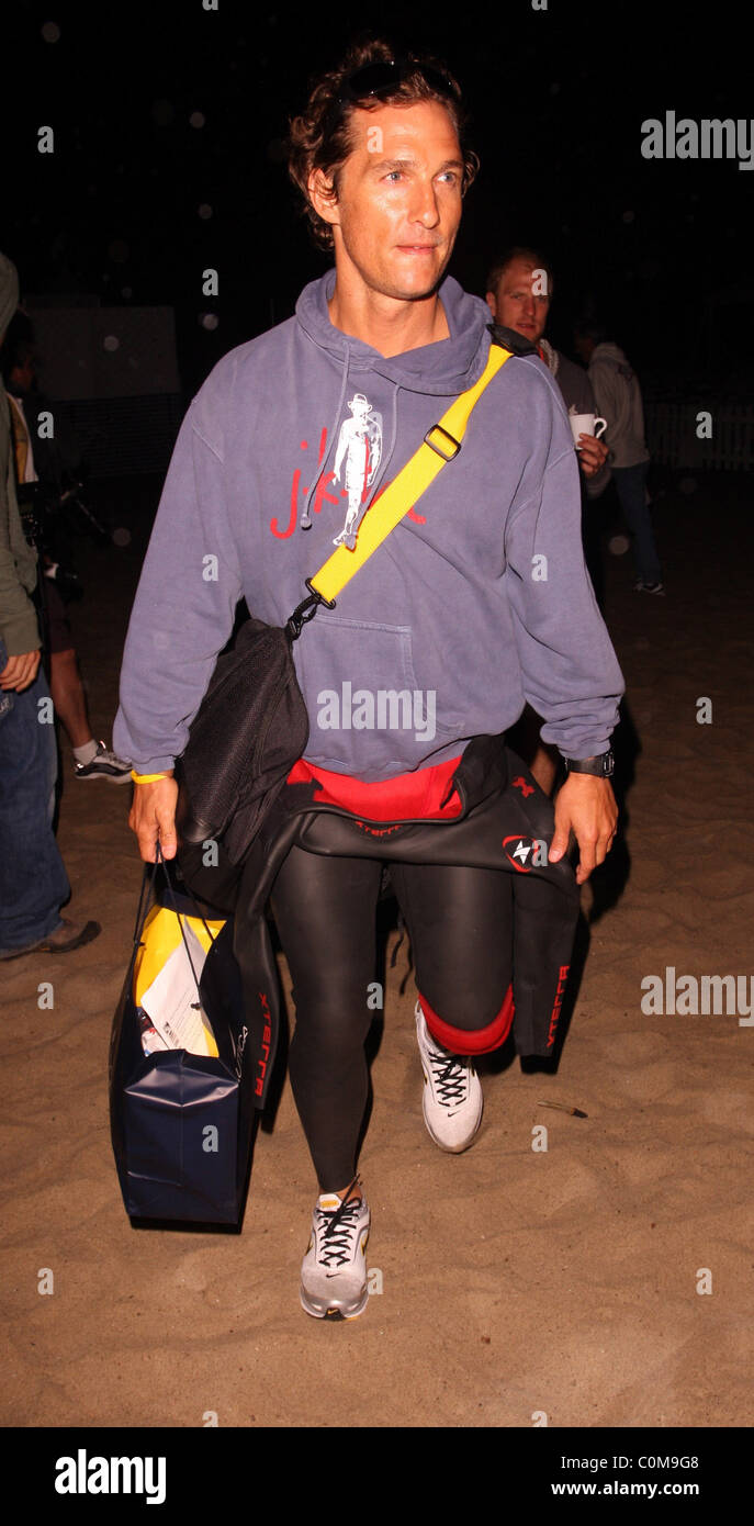 Matthew McConaughey competing in the Nautica Malibu Triathlon Los