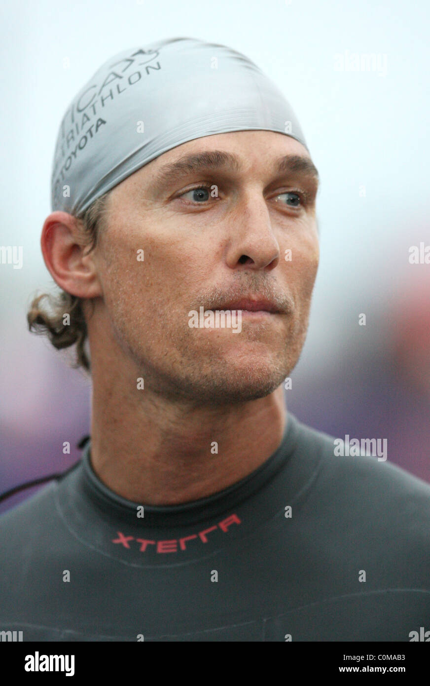 Matthew McConaughey competing in the Nautica Malibu Triathlon Los
