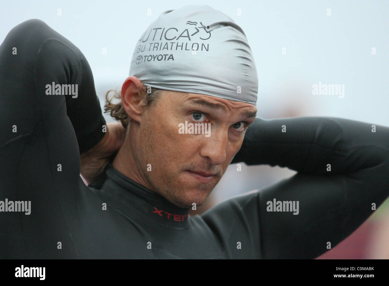 Matthew McConaughey competing in the Nautica Malibu Triathlon Los