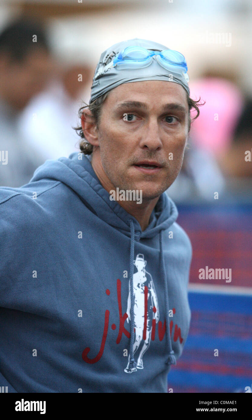 Matthew McConaughey competing in the Nautica Malibu Triathlon Los